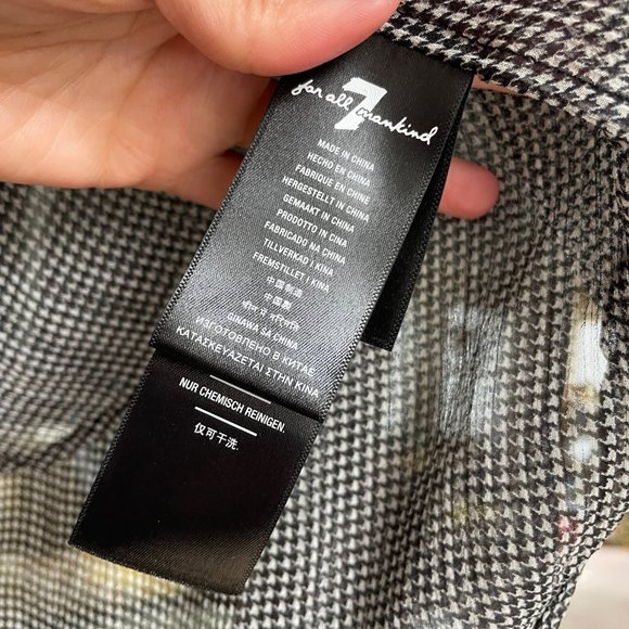 7 For All Mankind Houndstooth Chiffon Tie Neck Silk Blouse - Picture 5 of 11